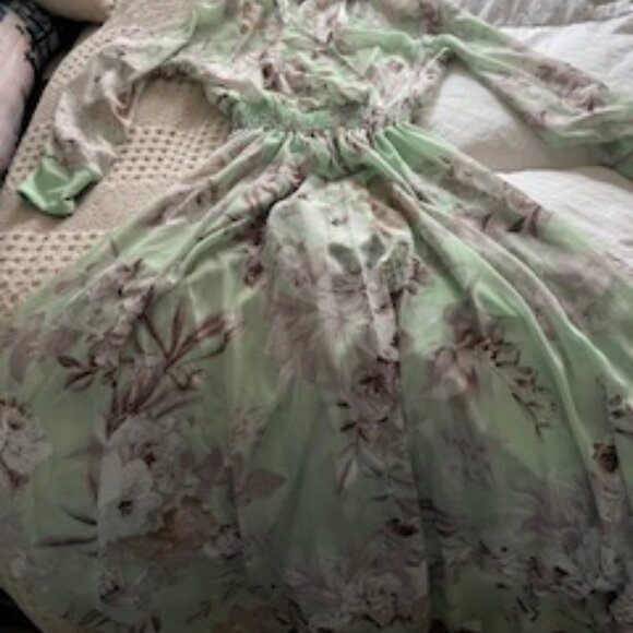 SUMMER TO FALL soft green flowing long gown - Picture 1 of 3